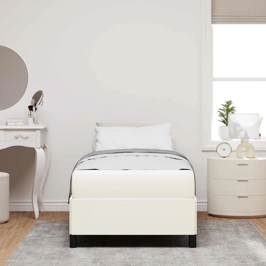 Cadre de lit avec matelas Crème 90 x 190 cm tissu - 3