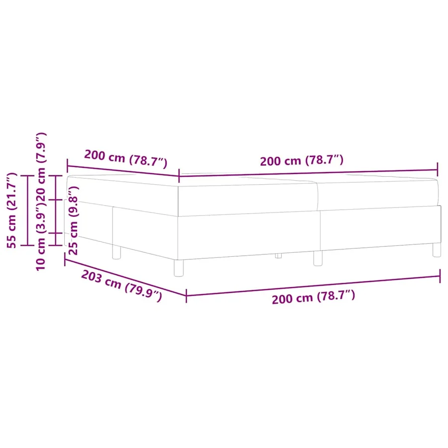 Cadre de lit avec matelas Blanc 200 x 200 cm tissu - 11