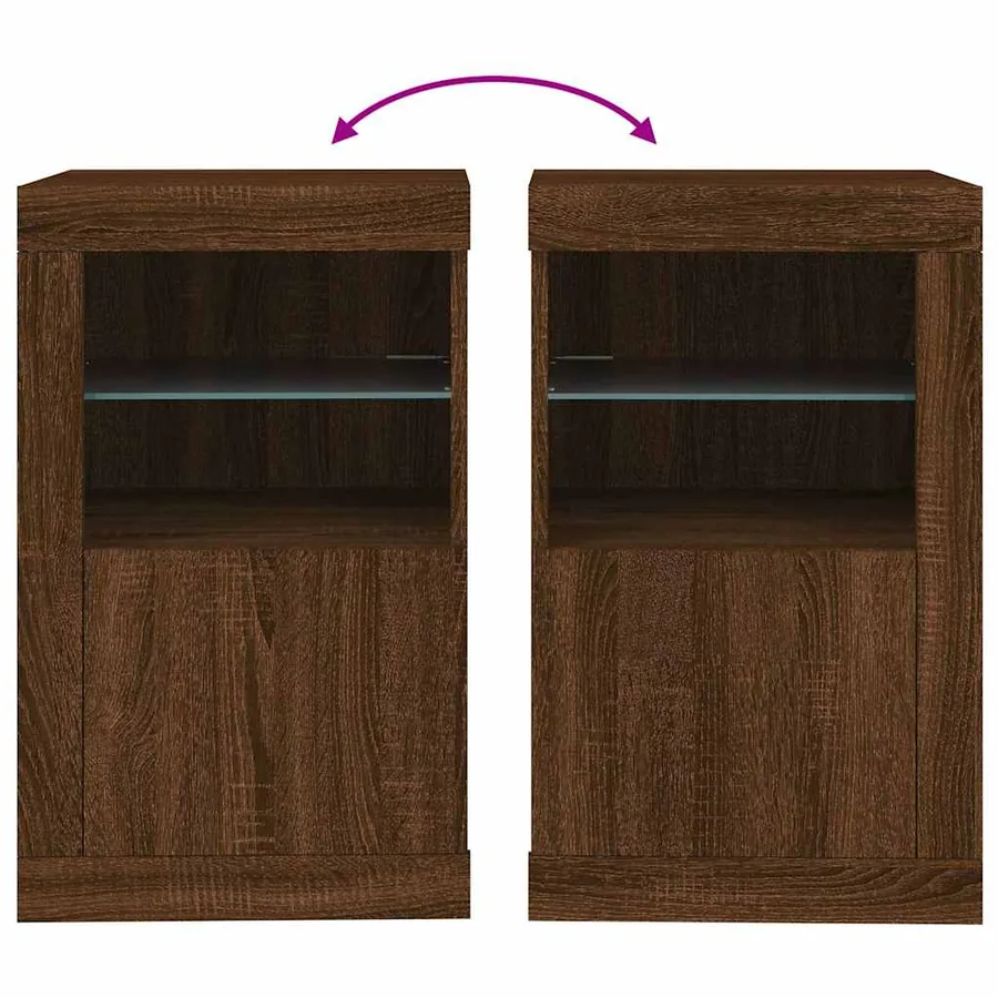 Armoire latérale avec lumières LED chêne marron bois ingénierie - 10