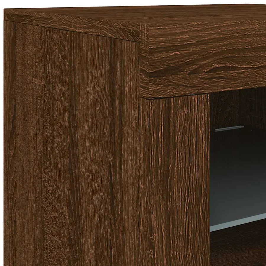 Armoire latérale avec lumières LED chêne marron bois ingénierie - 11