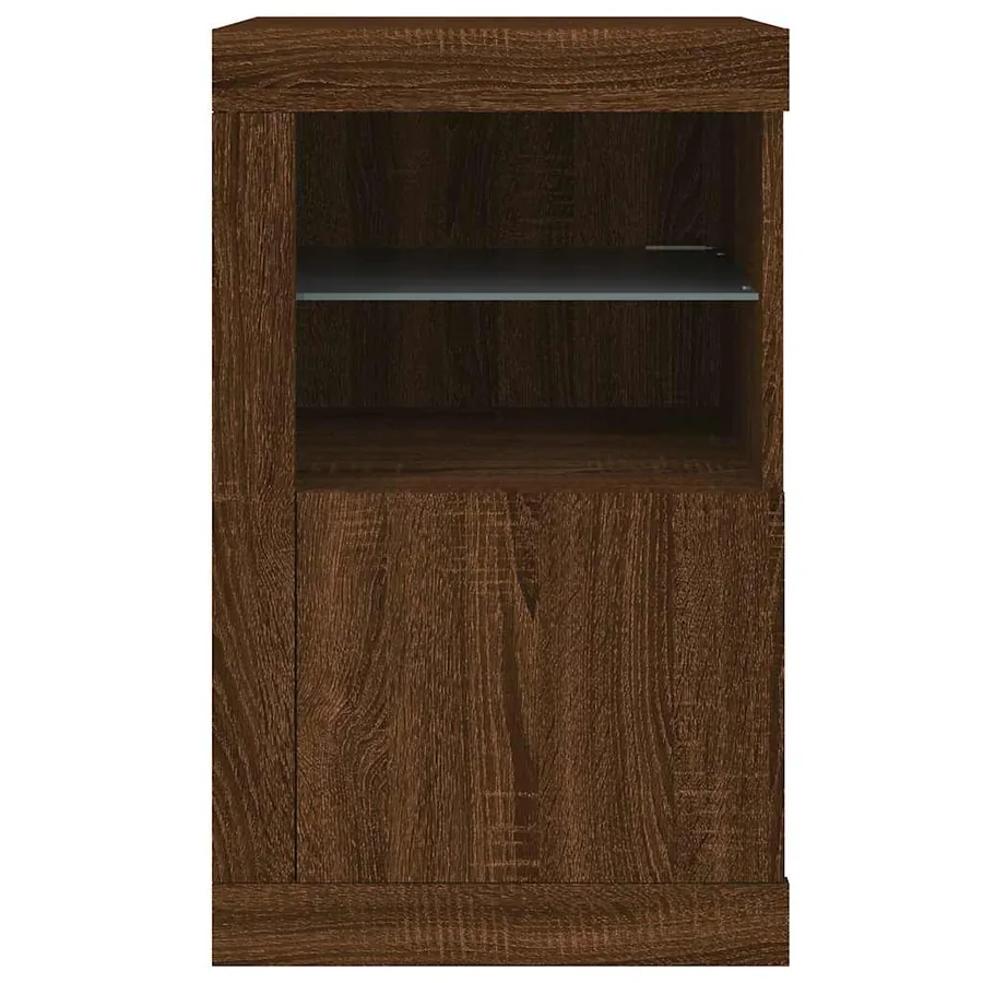 Armoire latérale avec lumières LED chêne marron bois ingénierie - 7