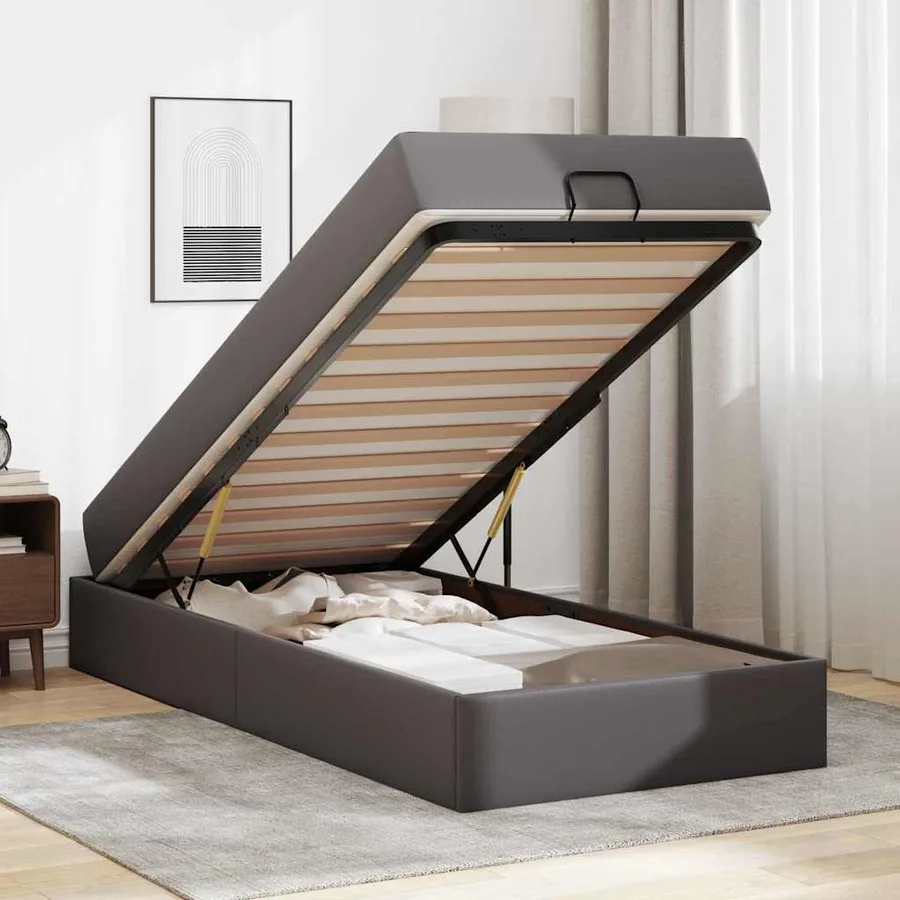 Cadre de lit avec matelas Autre 2 pcs Gris PVC - 3