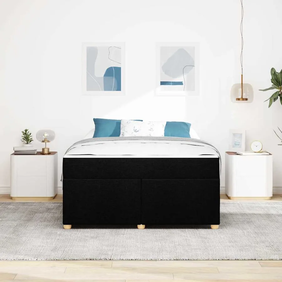 Cadre de lit avec matelas Noir 140 x 200 cm tissu - 3