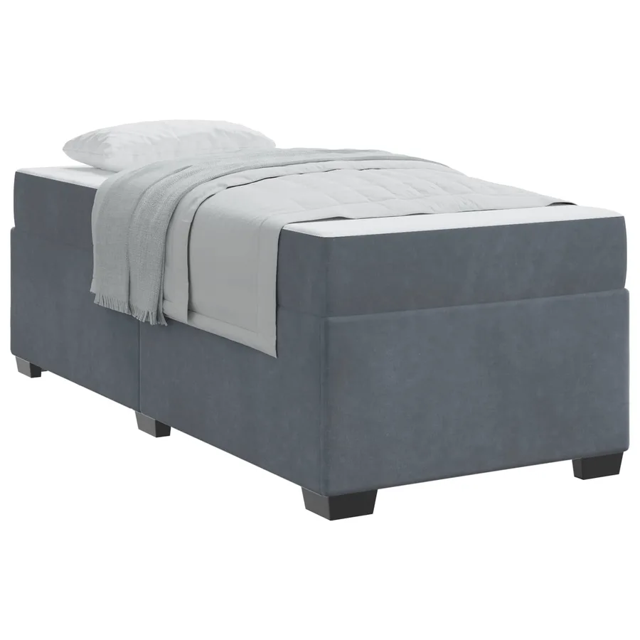 Cadre de lit avec matelas Gris foncé 90 x 190 cm tissu - 2