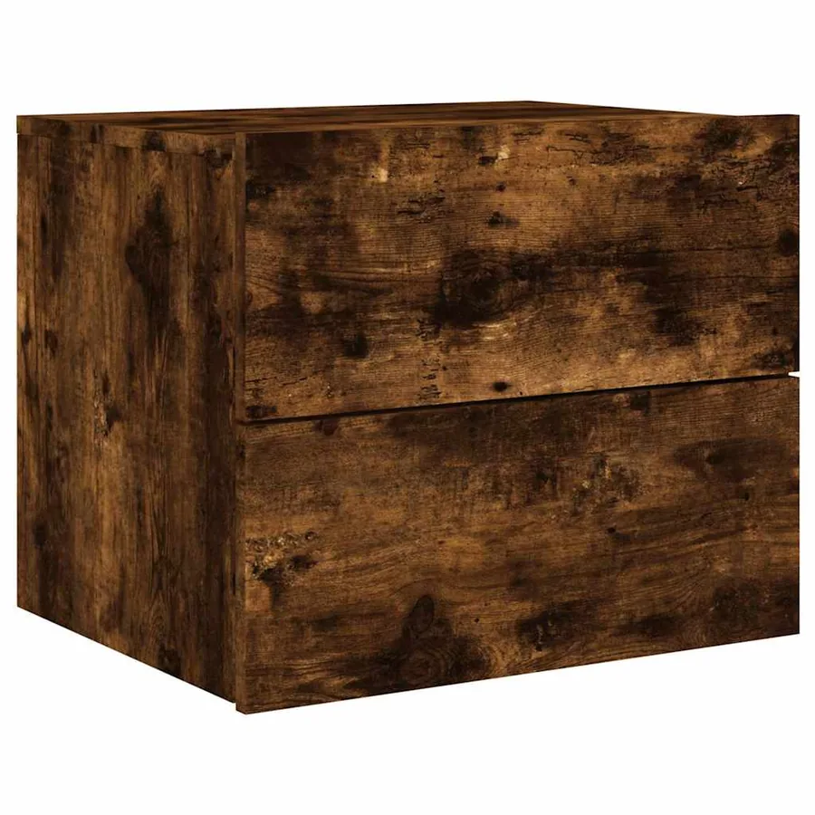 Table de chevet murale avec lumières LED chêne fumé - 3