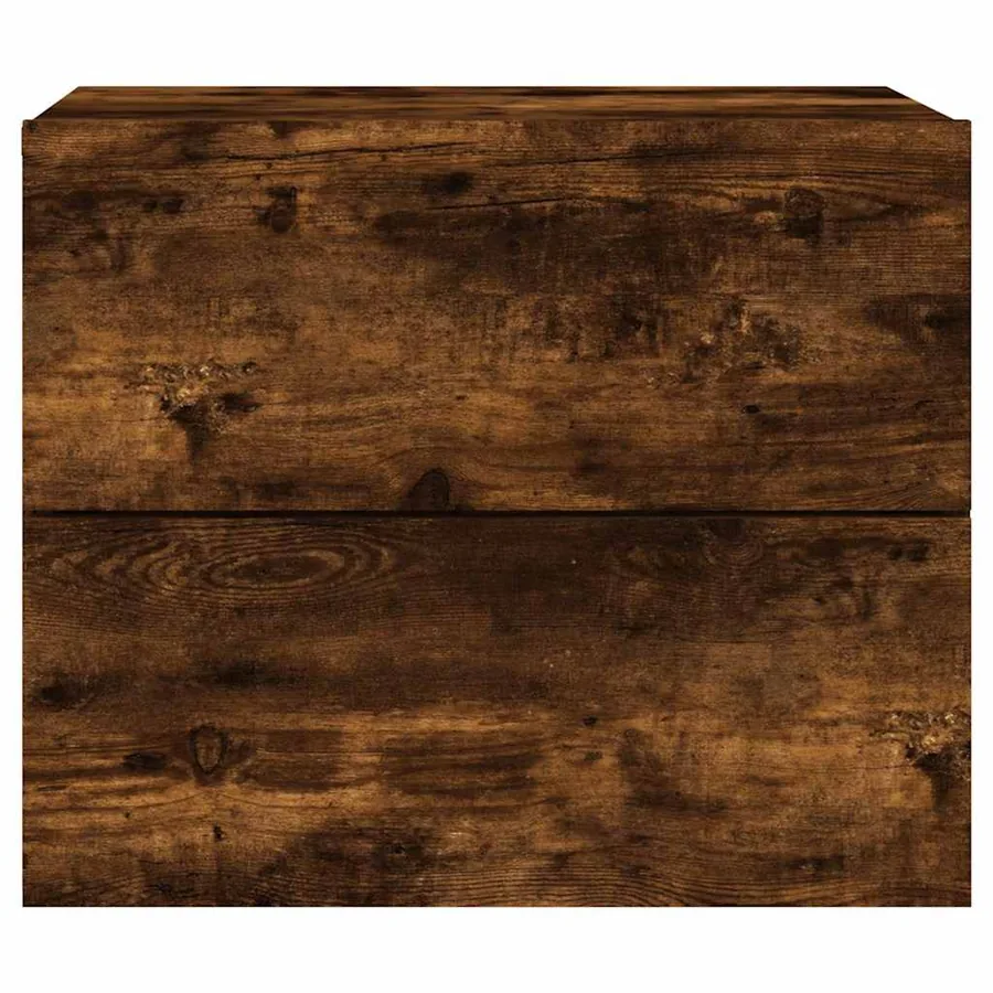Table de chevet murale avec lumières LED chêne fumé - 7