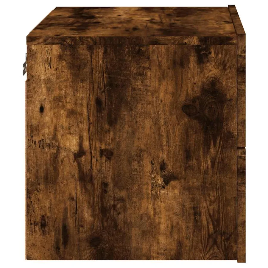 Table de chevet murale avec lumières LED chêne fumé - 8