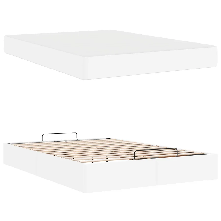 Cadre de lit avec matelas Autre 2 pcs Blanc PVC - 5