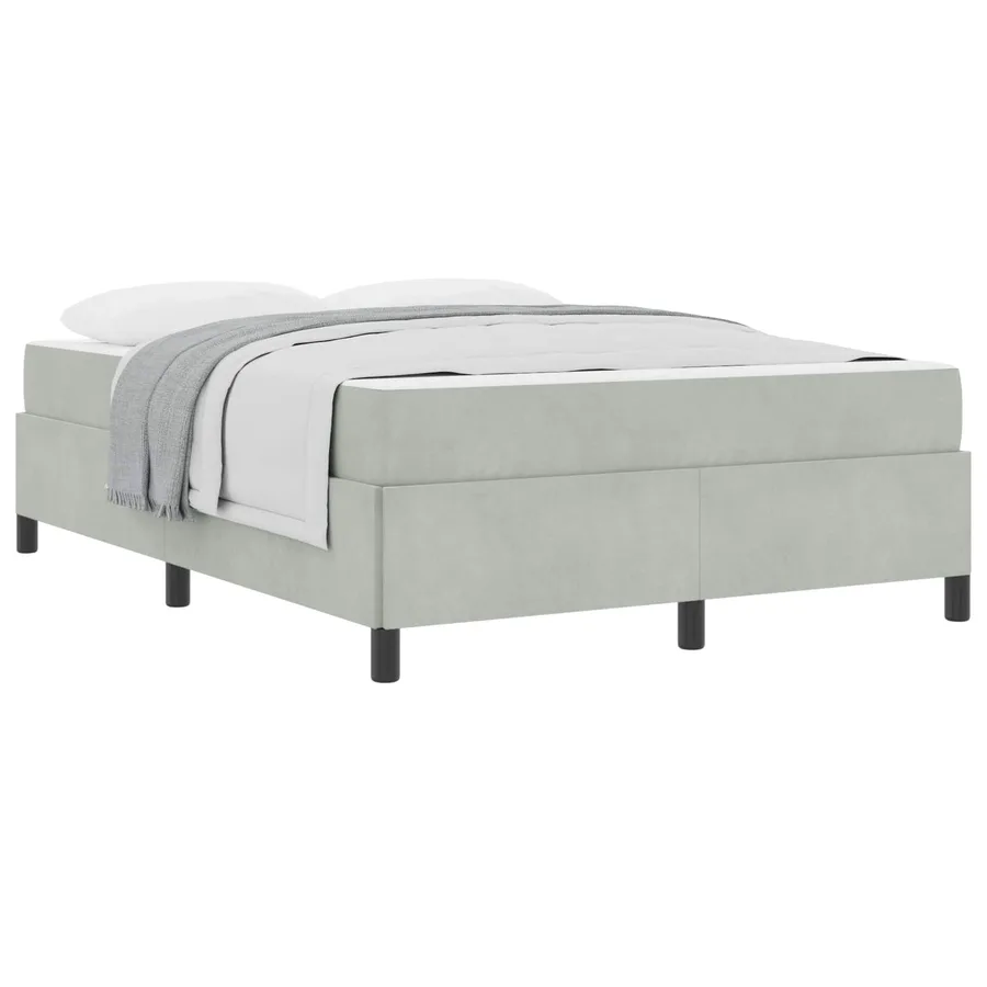 Cadre de lit avec matelas Gris clair 140 x 190 cm tissu - 2