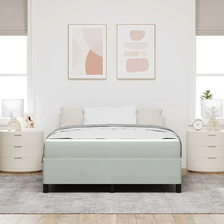 Cadre de lit avec matelas Gris clair 140 x 190 cm tissu - 3