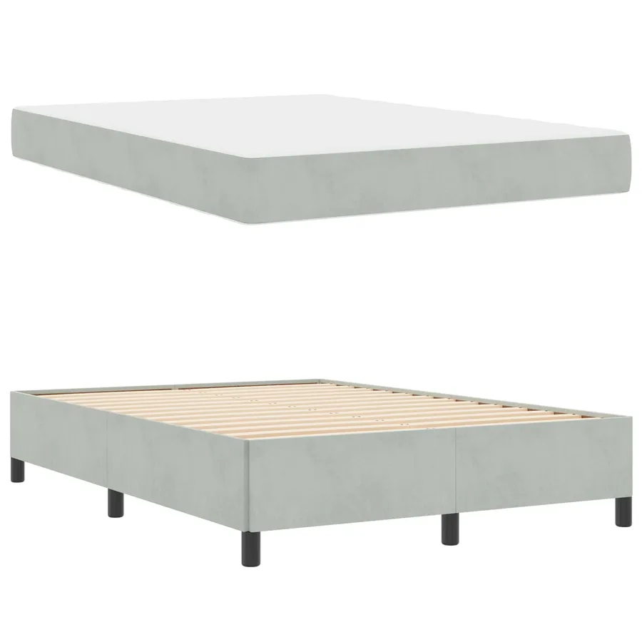 Cadre de lit avec matelas Gris clair 140 x 190 cm tissu - 5