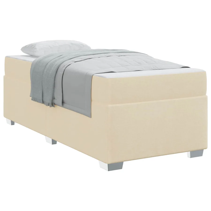 Cadre de lit avec matelas Crème 100 x 200 cm tissu - 2