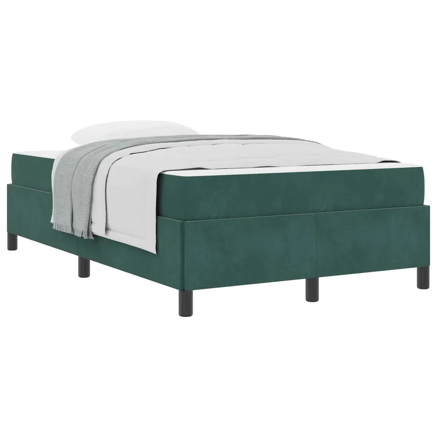 Cadre de lit avec matelas Vert foncé 120 x 200 cm tissu - 2