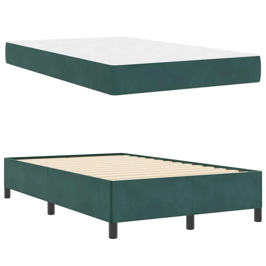 Cadre de lit avec matelas Vert foncé 120 x 200 cm tissu - 6