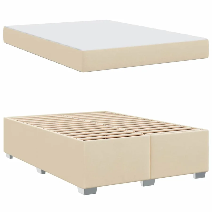 Cadre de lit avec matelas Crème 140 x 200 cm tissu - 4