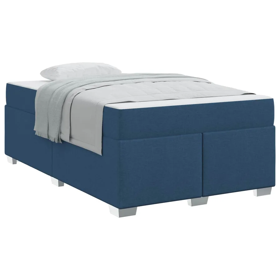 Cadre de lit avec matelas Bleu 120 x 200 cm tissu - 2