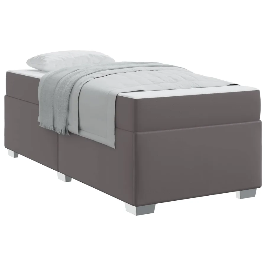 Cadre de lit avec matelas Gris 90 x 190 cm tissu - 2