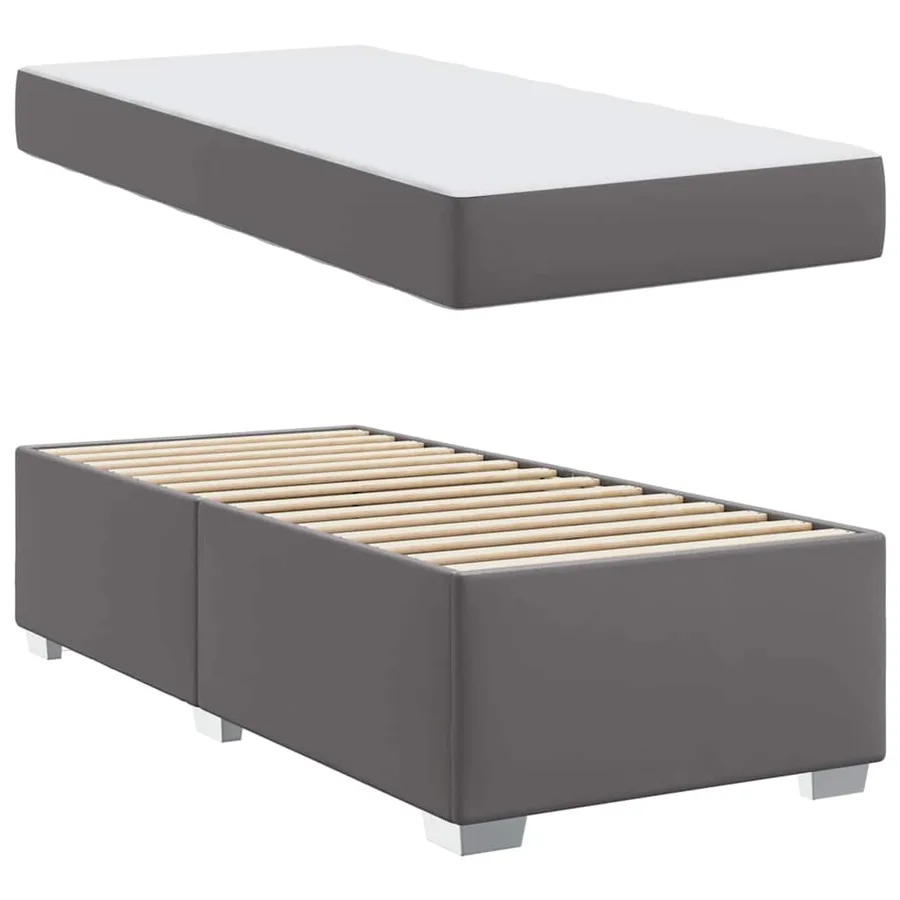 Cadre de lit avec matelas Gris 90 x 190 cm tissu - 4