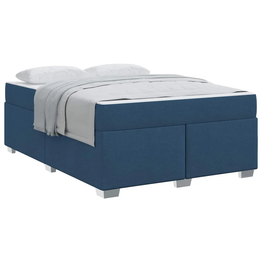 Cadre de lit avec matelas Bleu 160 x 200 cm tissu - 2