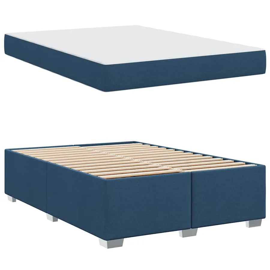Cadre de lit avec matelas Bleu 160 x 200 cm tissu - 4