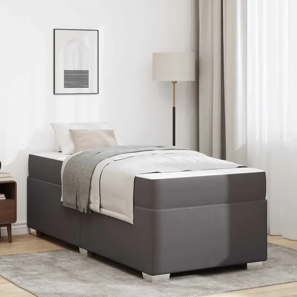 Cadre de lit avec matelas Gris 100 x 200 cm tissu