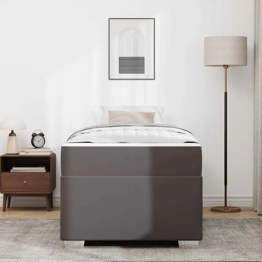 Cadre de lit avec matelas Gris 100 x 200 cm tissu - 3