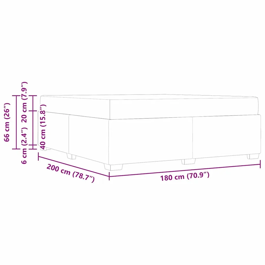 Cadre de lit avec matelas Vert foncé 180 x 200 cm tissu - 11