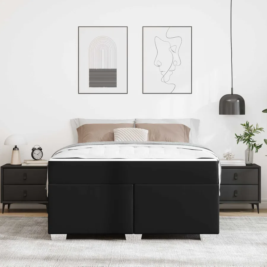 Cadre de lit avec matelas Noir 160 x 200 cm tissu - 4