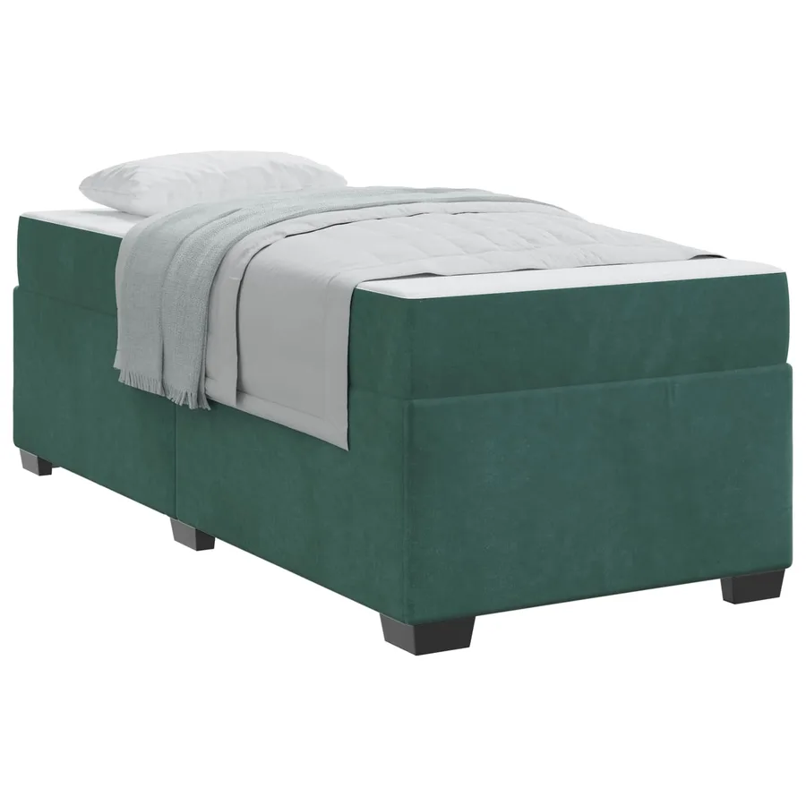 Cadre de lit avec matelas Vert foncé 100 x 200 cm tissu - 2