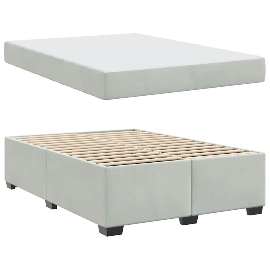 Cadre de lit avec matelas Gris clair 160 x 200 cm tissu - 4