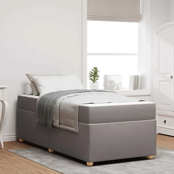Cadre de lit avec matelas Taupe 90 x 200 cm tissu