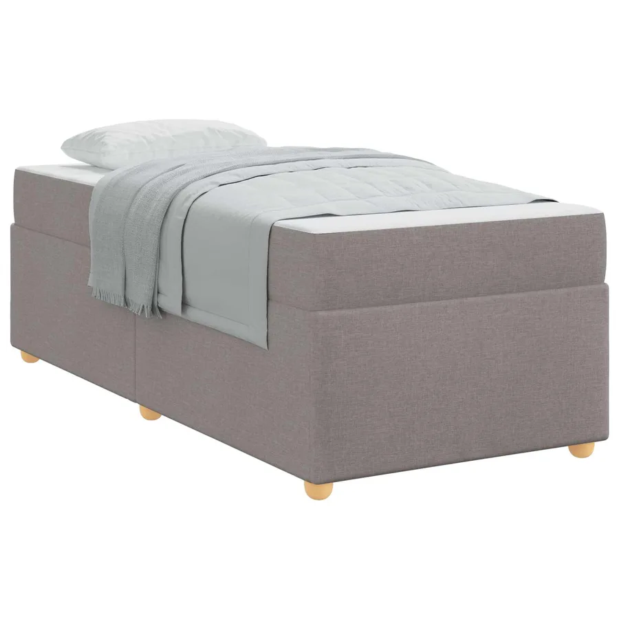 Cadre de lit avec matelas Taupe 90 x 200 cm tissu - 2