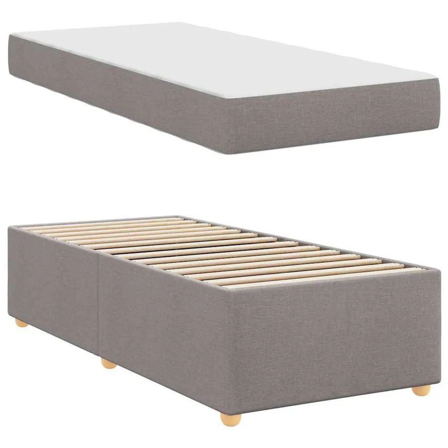 Cadre de lit avec matelas Taupe 90 x 200 cm tissu - 4