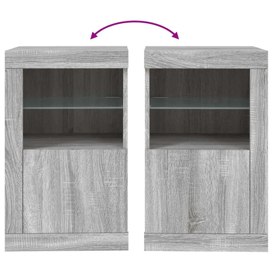 Armoire latérale et lumières LED sonoma gris bois d'ingénierie - 10