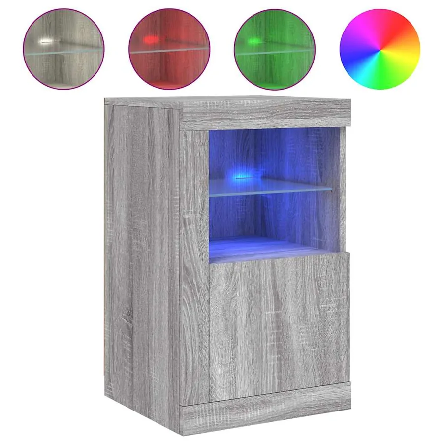 Armoire latérale et lumières LED sonoma gris bois d'ingénierie - 5