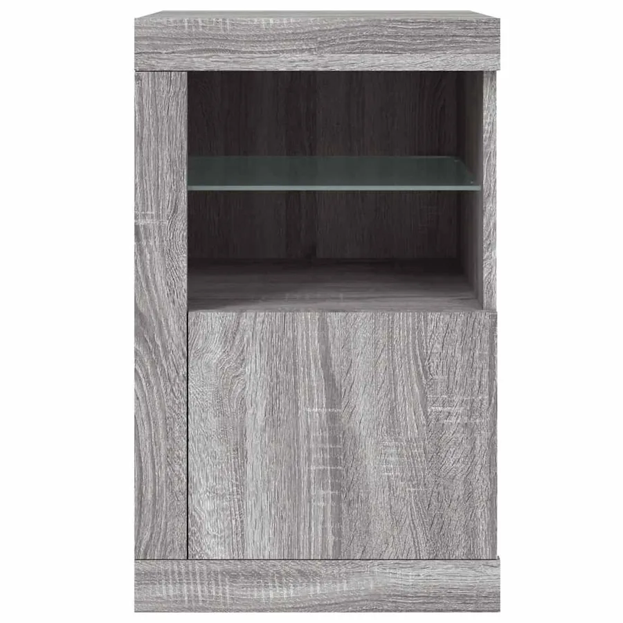 Armoire latérale et lumières LED sonoma gris bois d'ingénierie - 7
