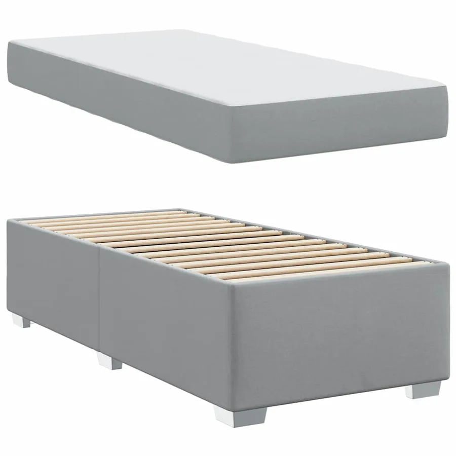 Cadre de lit avec matelas Gris clair 90 x 200 cm tissu - 4
