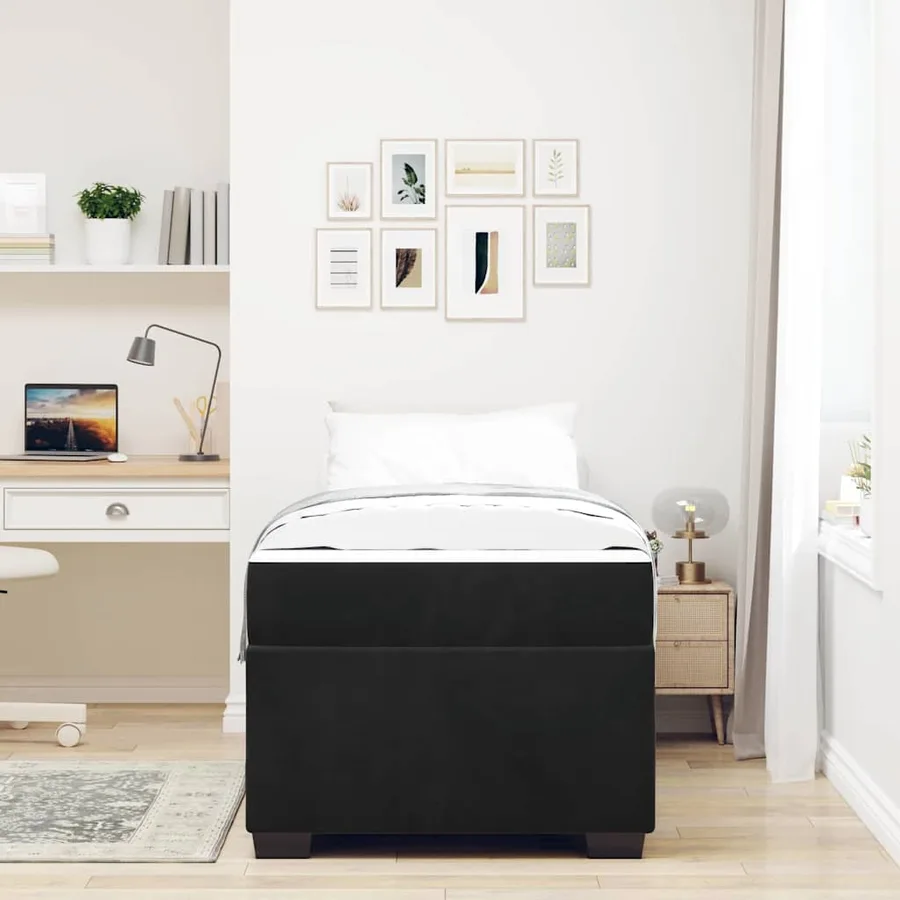 Cadre de lit avec matelas Noir 90 x 200 cm tissu - 3