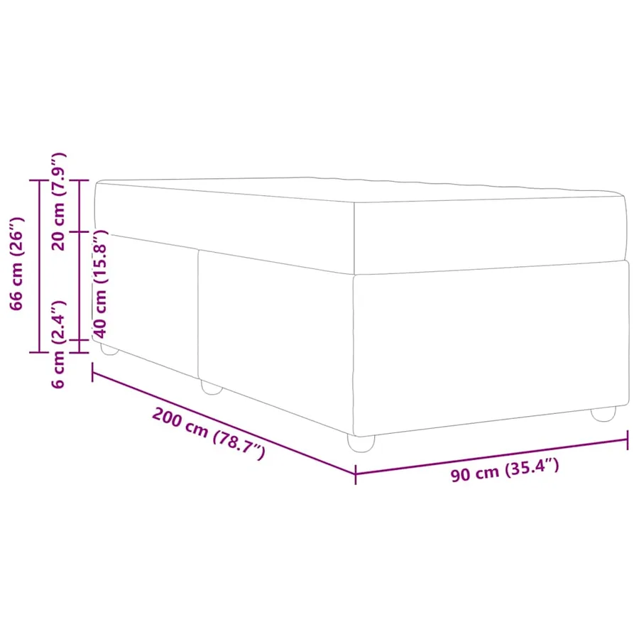 Cadre de lit avec matelas Noir 90 x 200 cm tissu - 11
