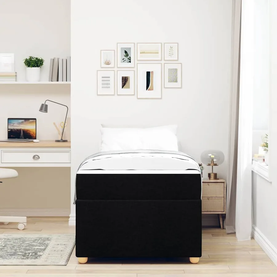 Cadre de lit avec matelas Noir 90 x 200 cm tissu - 3