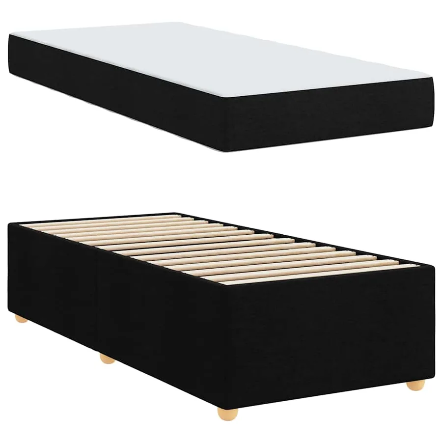 Cadre de lit avec matelas Noir 90 x 200 cm tissu - 4