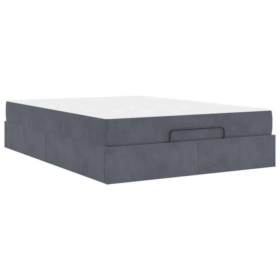 Cadre de lit avec matelas 2 pcs Gris Foncé Velours - 2