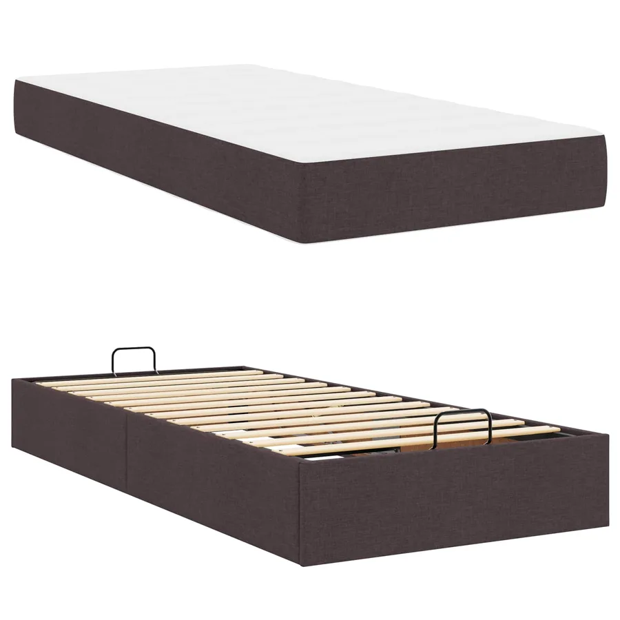 Cadre de lit avec matelas 2 pcs Tan tissu - 5