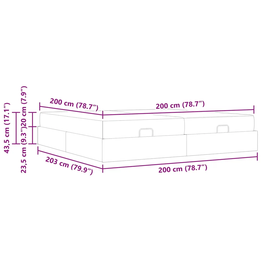 Cadre de lit avec matelas avec matelas 2 pcs Taupe tissu - 13