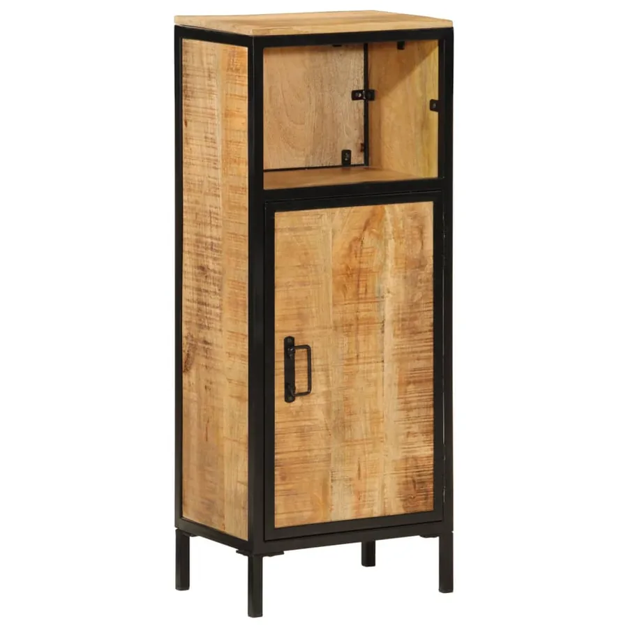 Armoire de salle de bain 40x27x90cm bois massif manguier et fer - 12