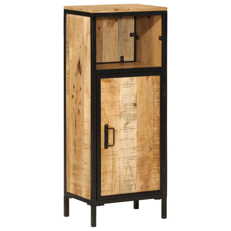 Armoire de salle de bain 40x27x90cm bois massif manguier et fer - 13