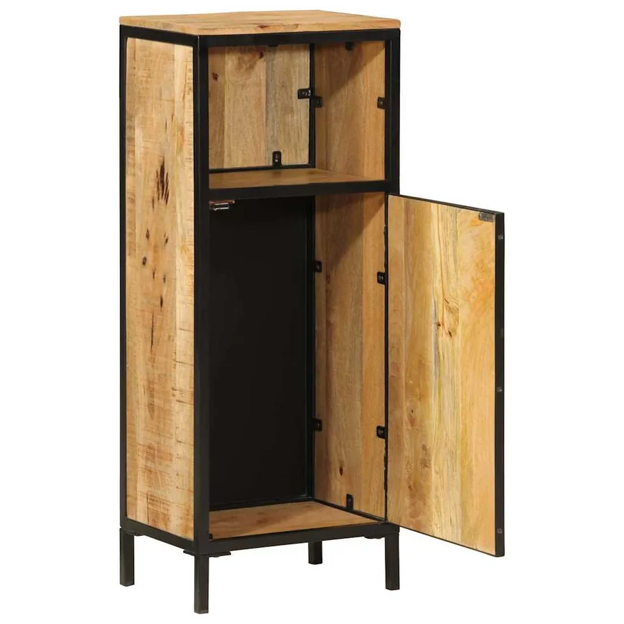 Armoire de salle de bain 40x27x90cm bois massif manguier et fer - 2