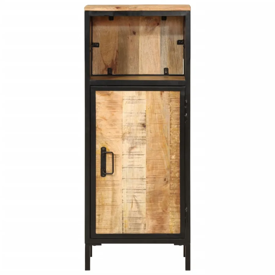 Armoire de salle de bain 40x27x90cm bois massif manguier et fer - 3
