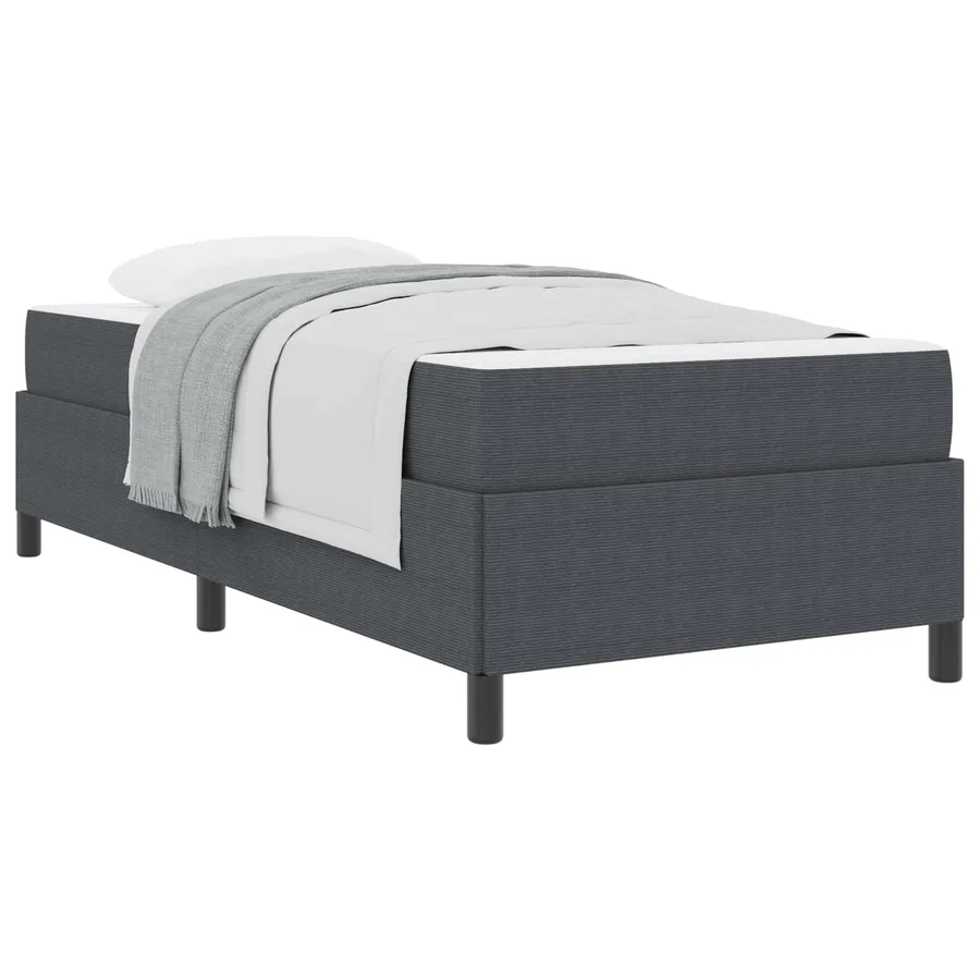 Cadre de lit avec matelas Gris foncé 100 x 200 cm tissu - 2
