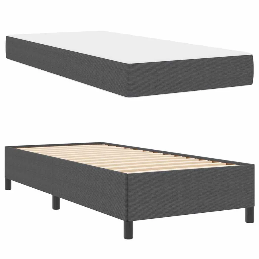 Cadre de lit avec matelas Gris foncé 100 x 200 cm tissu - 4